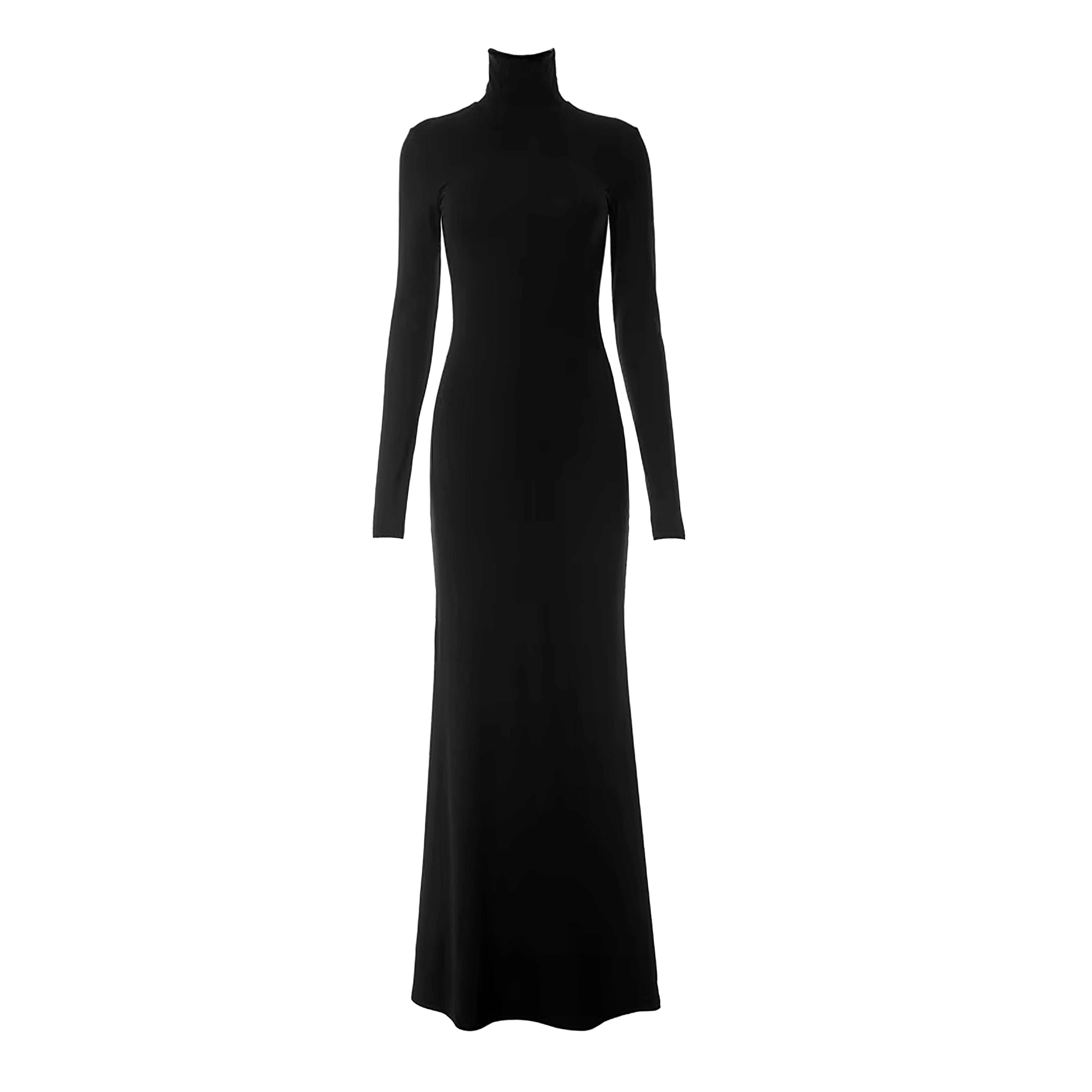 BLACK LONG DRESS WITH ROLL NECK