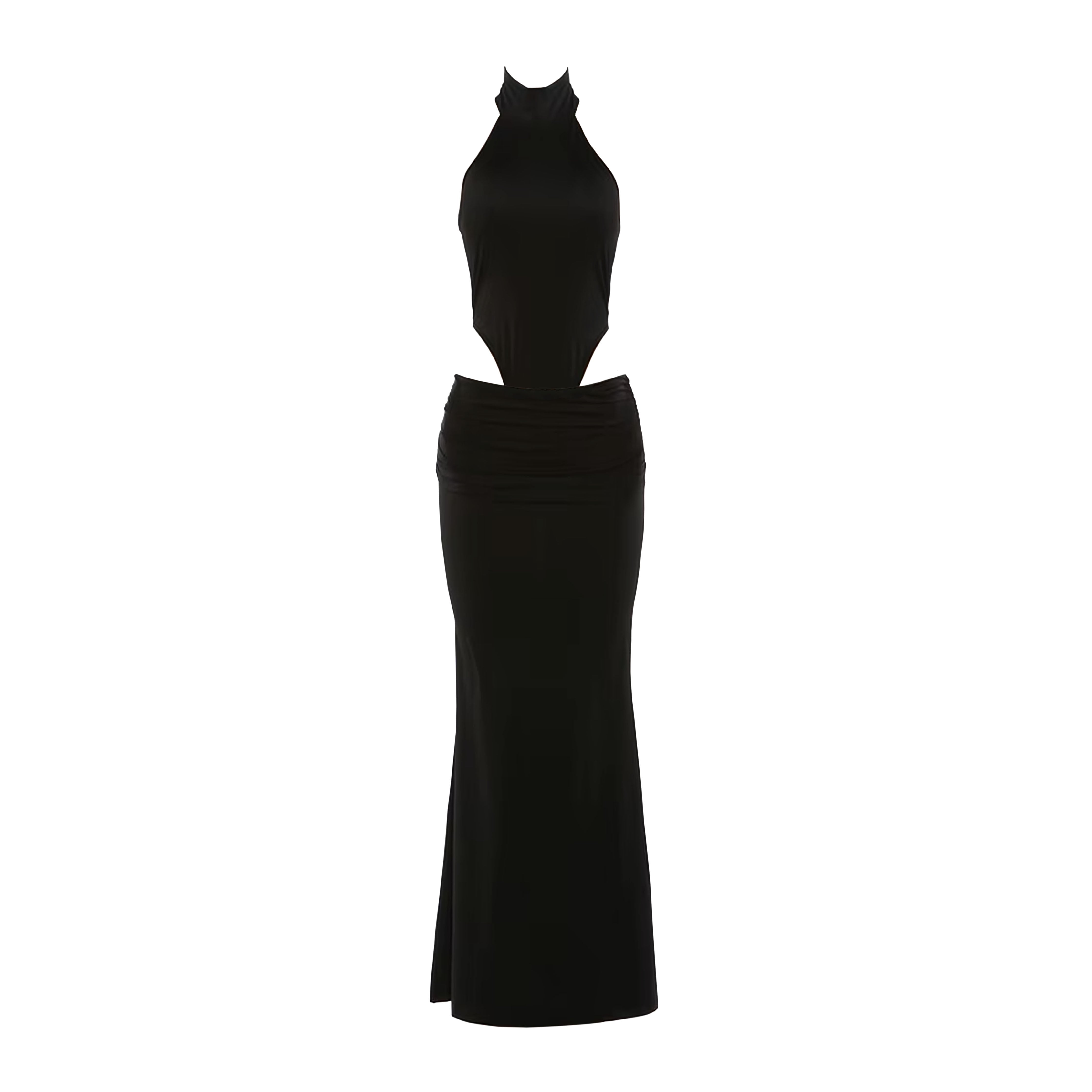 BLACK BODY AND SKIRT DRESS (2-PIECE)