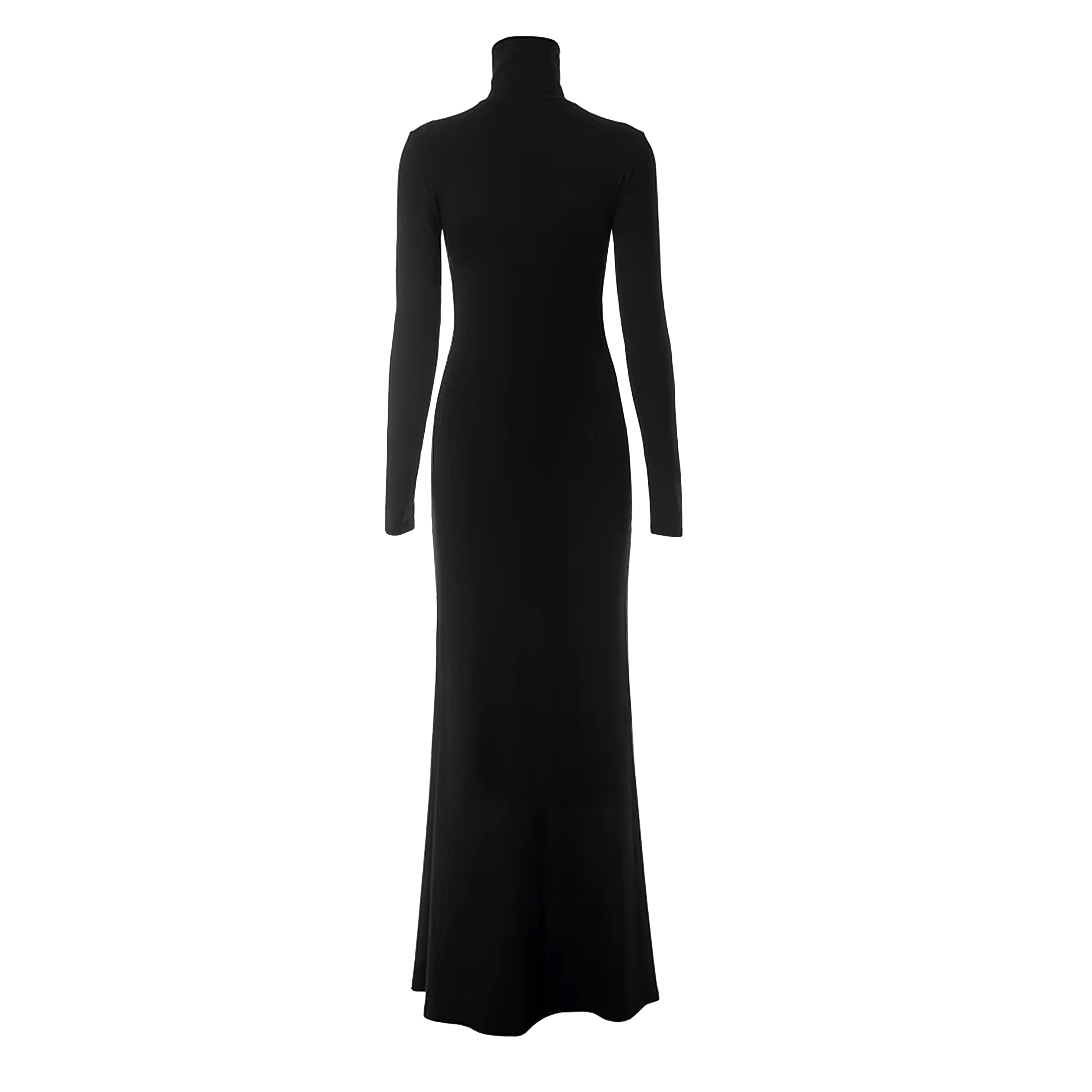 BLACK LONG DRESS WITH ROLL NECK