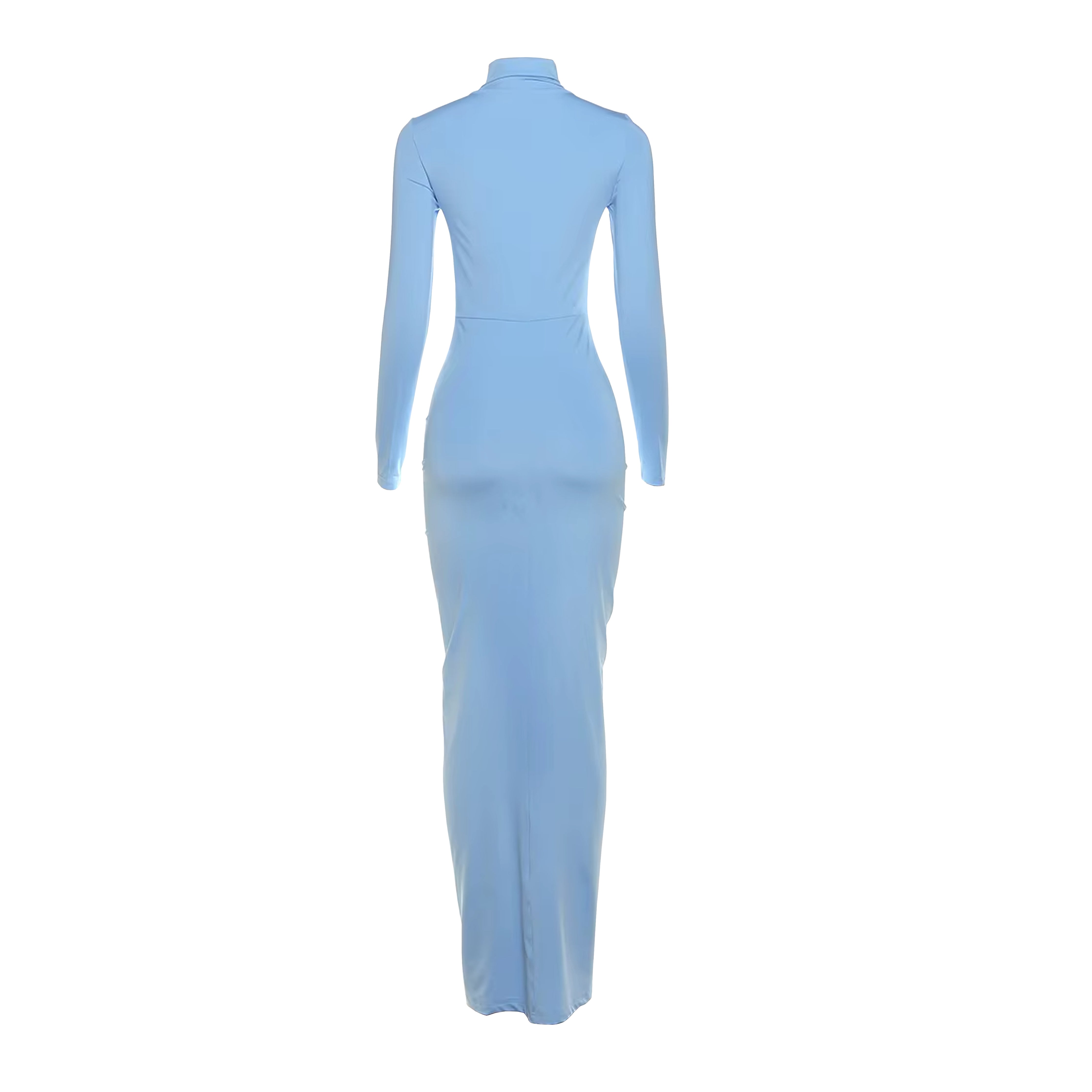 BABY BLUE LONG DRESS WITH FRONT DETAIL