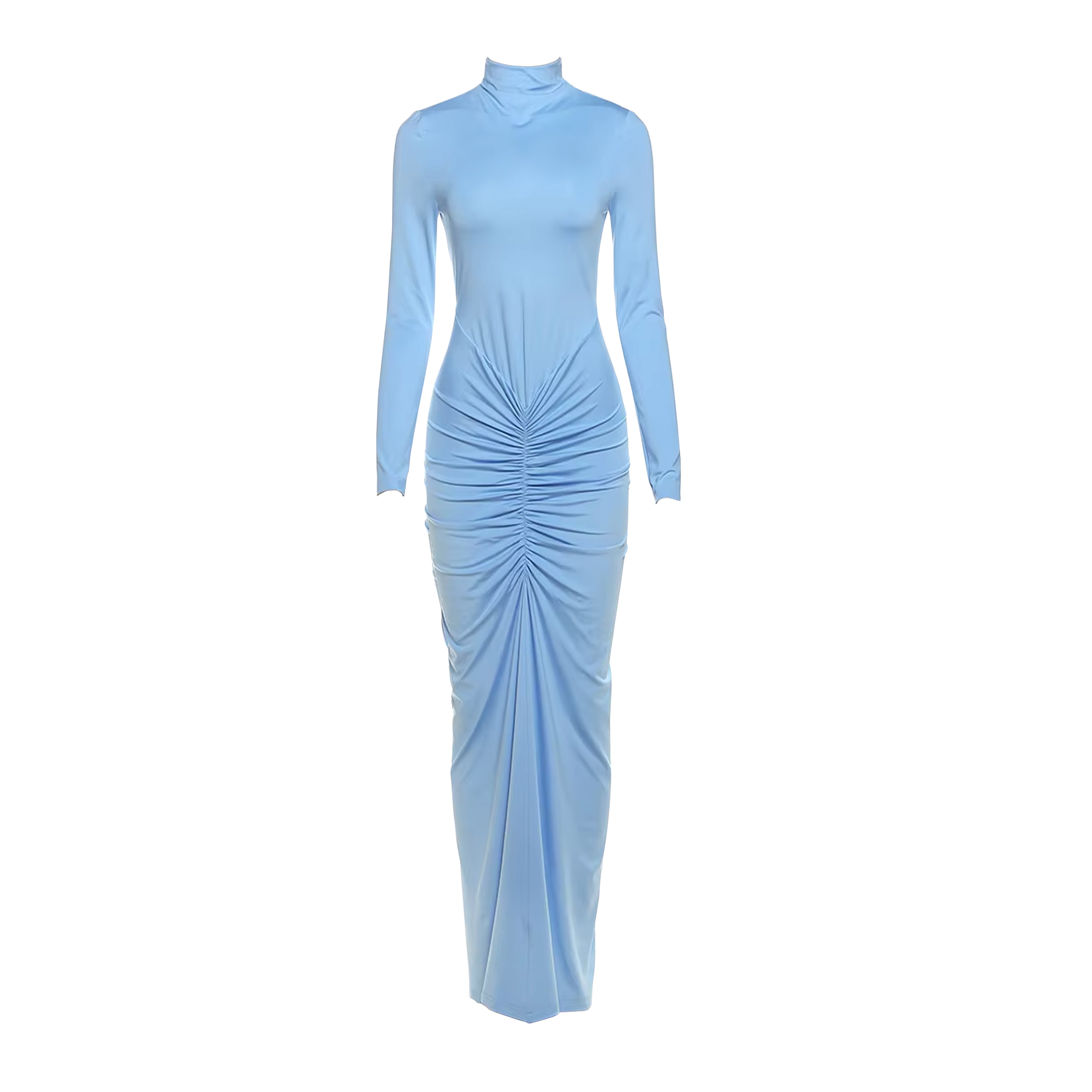 BABY BLUE LONG DRESS WITH FRONT DETAIL