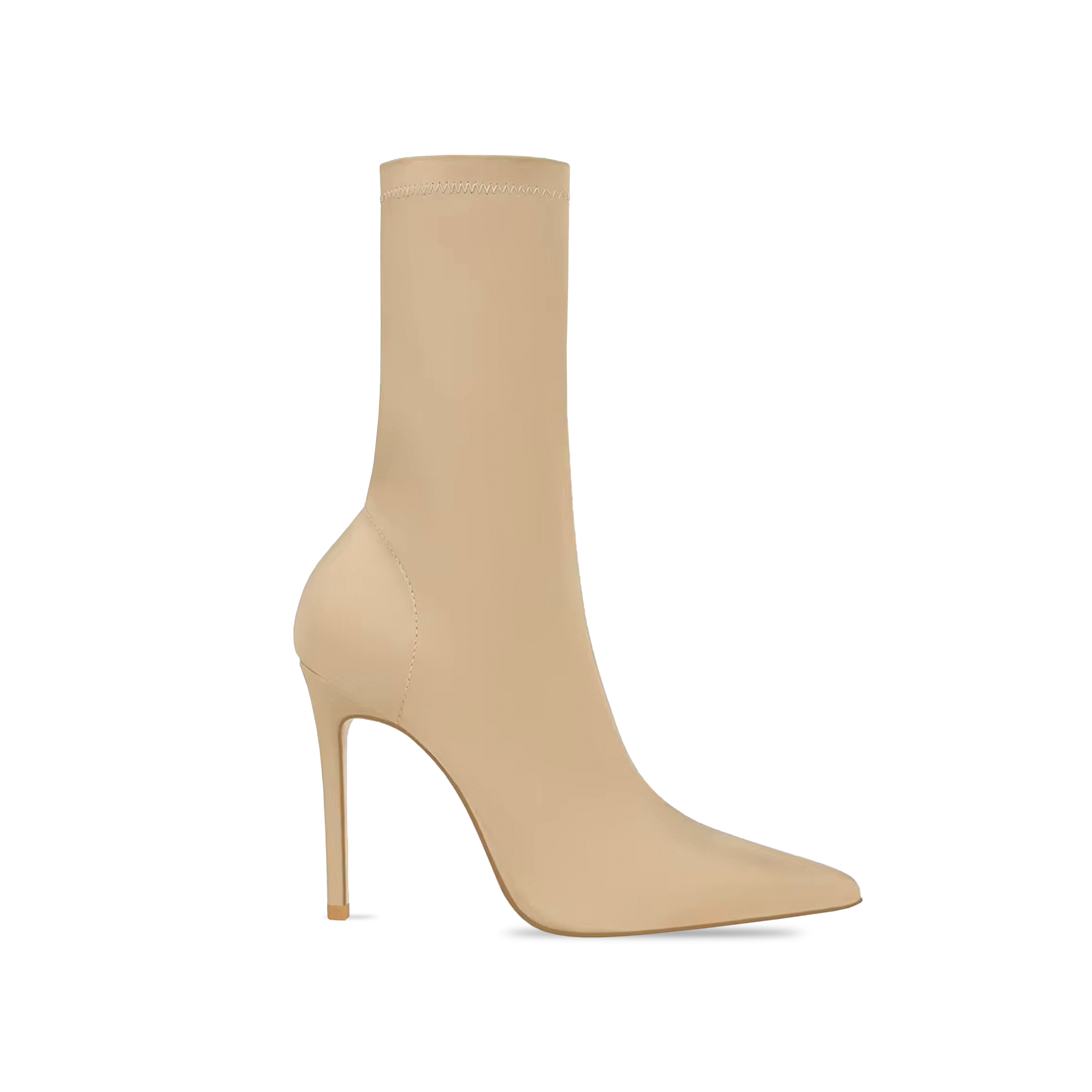 TAN SOCK STILETTO BOOTIE